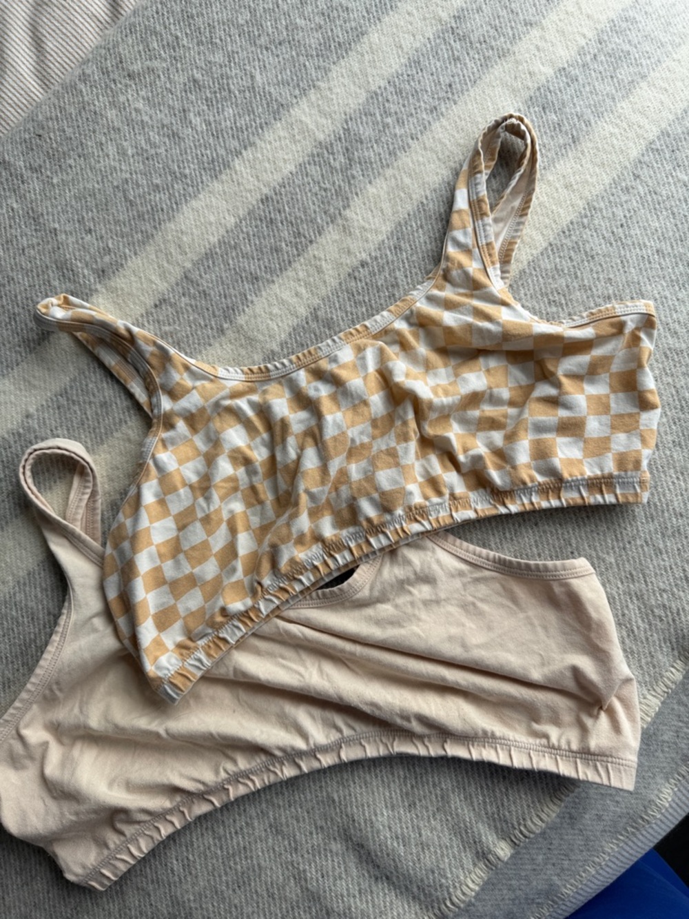 ARQ wide strap checkered cotton bralette